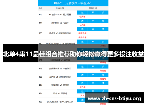 北单4串11最佳组合推荐助你轻松赢得更多投注收益